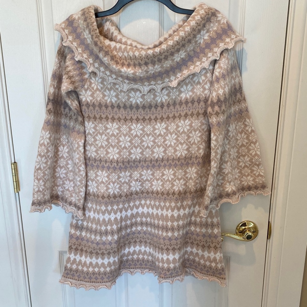 Free People snowflake off the shoulder tunic sweater dress M medium New